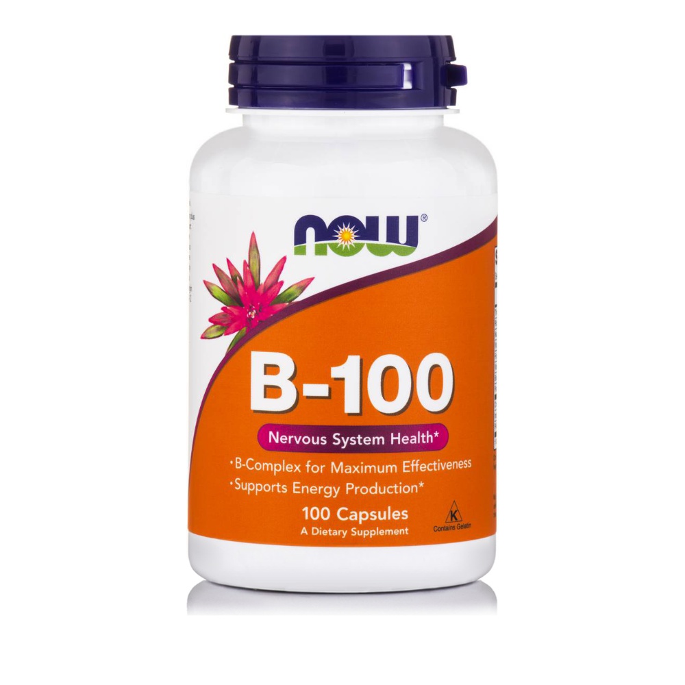 Now Foods Vitamin B-100 Complex, 100 Veg Capsules | Wecare.gr