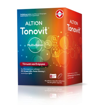 Altion Tonovit Πολυβιταμίνη με Ω-3 Λιπαρά Οξέα και Q10, Χωρίς Ιώδιο, 40 Μαλακές Κάψουλες