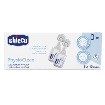 Chicco PhysioClean 0m+, Φυσιολογικός ορός 10x5ml, Απολυμαντικός & Ενυδατικός